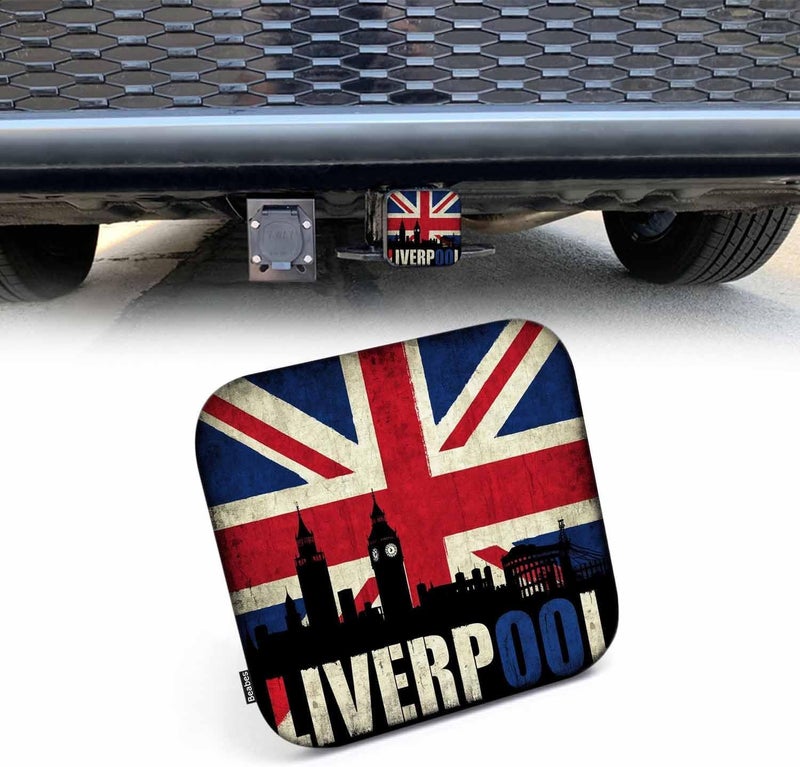 Beabes British Flag Car Towing Hitch Covers Grunge UK Flag Big Ben London Cityscape 2" Receiver Hitch Cover, Hitch Cover Protects Your Trailer Hitch Receiver from Dirt Water and Rust - Image 1